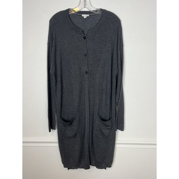 J. Jill Sweaters - J. Jill Wearever Cardigan Duster Women's XL Black Gray Pockets Button Down